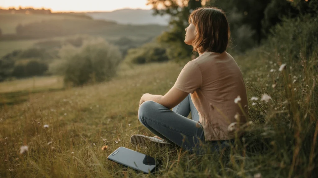 Digital detox for burnout recovery - practicing slow living in nature to reduce anxiety and restore energy