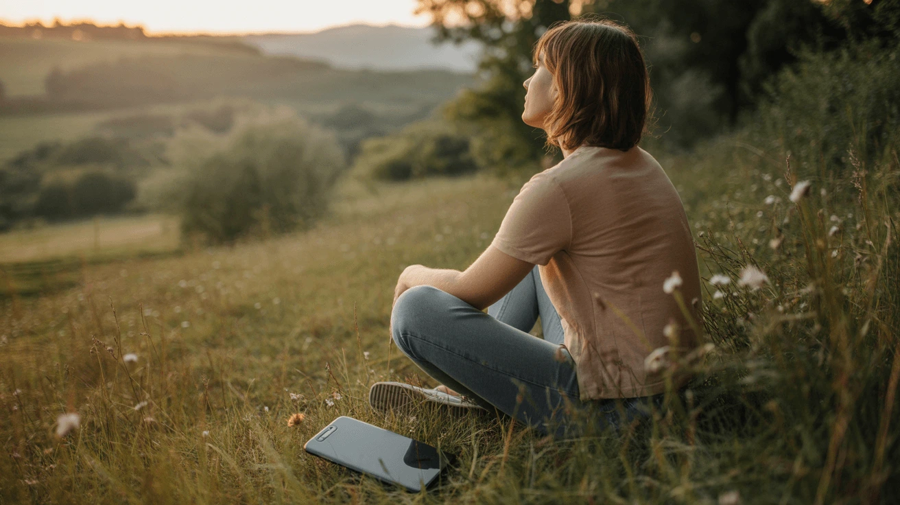 Digital detox for burnout recovery - practicing slow living in nature to reduce anxiety and restore energy