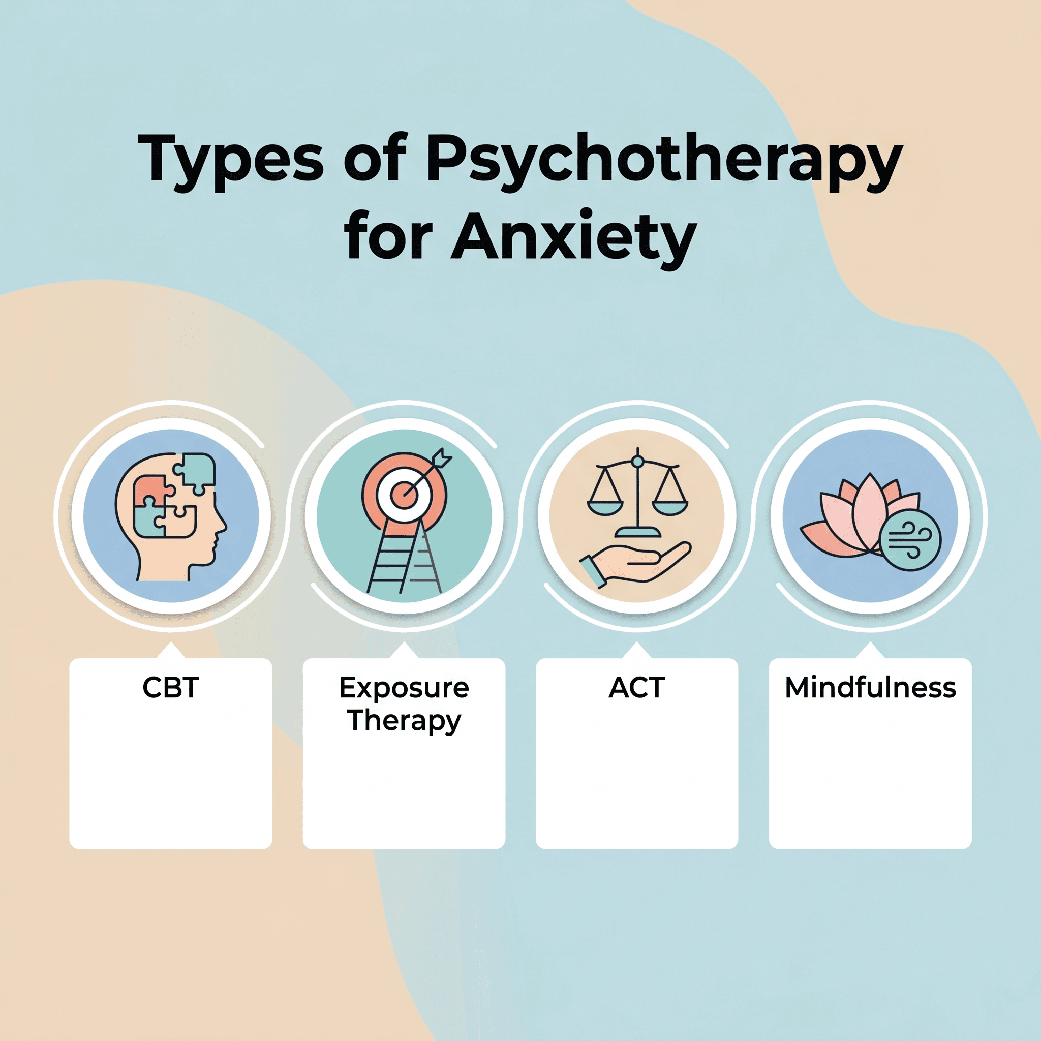 types of psychotherapy for anxiety - healthywellrecipes infographic