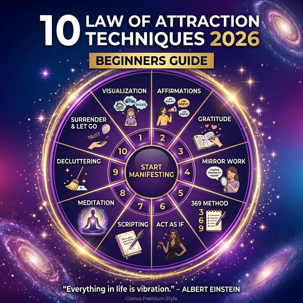 law of attraction techniques 2026 infographic